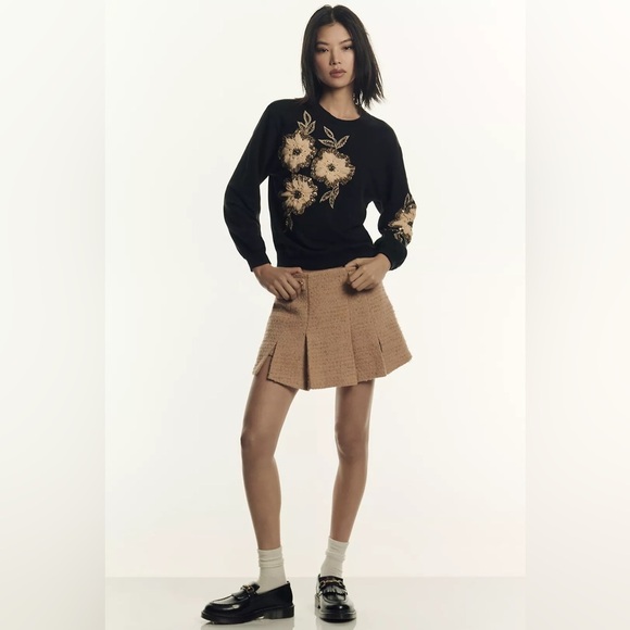 NWT! By Anthropologie Floral Appliqué Crew-Neck Sweater - Multiple 🏀 - Picture 3 of 7